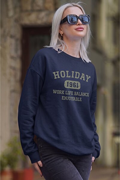 uyguntarz Unisex Holiday Printed Crew Neck Sweatshirt