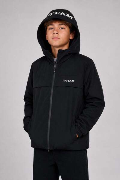 ASYAKİDS CLUB Boys' Nova Fabric Quilted Lined Hooded Waterproof Raincoat