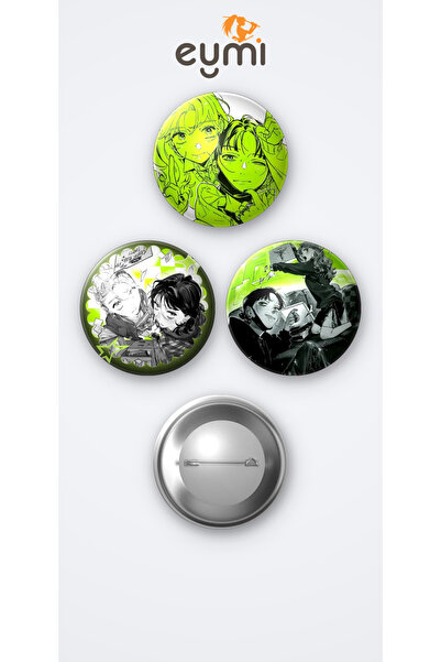 Eymi Design Tgswiiwagaa Mitsuki Koga ve Aya Osawa 3'lü Metal Rozet Seti 58mm ...