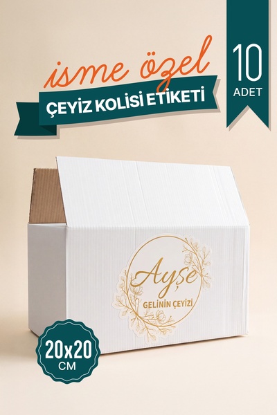 kartonya Kişiye Özel İsimli Çeyiz Kolisi Etiketi – 20x20 cm