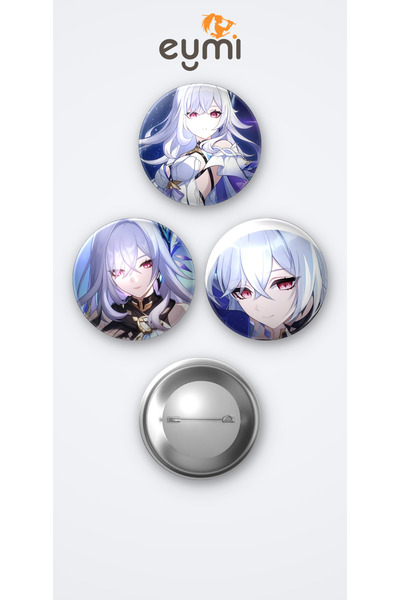 Eymi Design Genshin Impact Oyunu Skirk Oyun 3'lü Metal Rozet Seti 58mm İğneli...