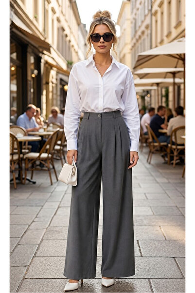 ACELYA Elastic-Waisted, Wide-Legged Pants That Provide Elegance and All-Day C...
