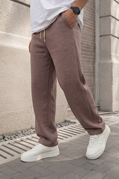 INFLUYENTE Men's Baggy Cut 3-Thread Winter Sweatpants with Fleece Inside, Wid...