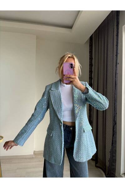 Genel Markalar Payetli Ceket-Işıltılı Şık Blazer Ceket