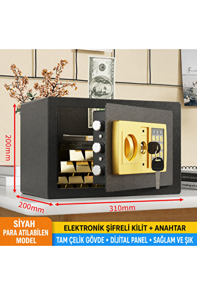 silabor Para Atma Hazneli Elektronik Şifreli ve Anahtarlı Çelik Para Kasası –...