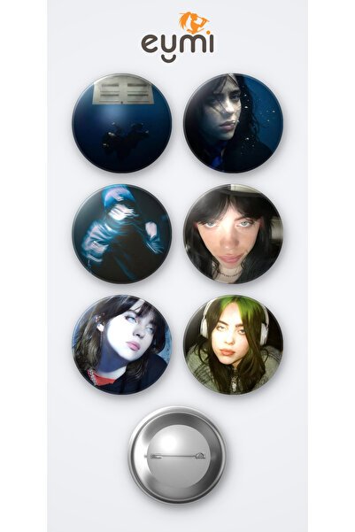 Eymi Design Billie Eilish 6'lı Metal Rozet Seti 58mm İğneli Buton Çanta Yaka ...