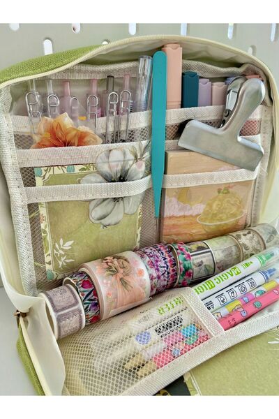 Kağıt Gemi Dükkan Creative Pencil Case Yeşil 9 Bölmeli Geniş Hacimli Kalem Kutusu Kırtasiye ve Hobi Organizer Çantası
