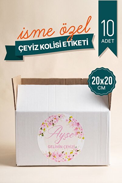 kartonya Kişiye Özel İsimli Çeyiz Kolisi Etiketi – 20x20 cm