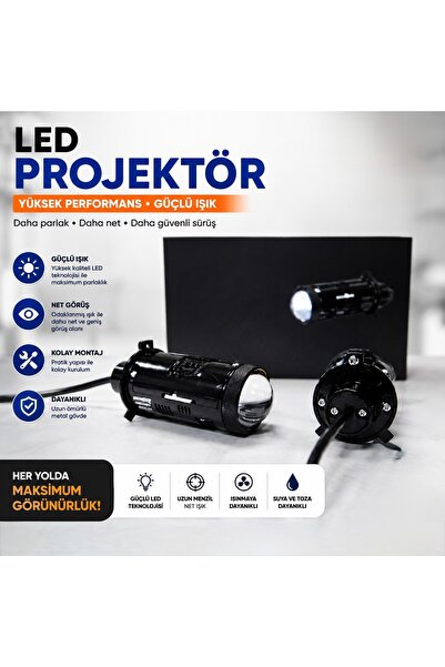 FORTİCO H4 mercekli 60W 23.000 Lümen PRIMPARAGON Mercekli LED Xenon Far Ampulü – Projektör Lens LED Far, Yüksek Performanslı Güçlü Beyaz Işık
