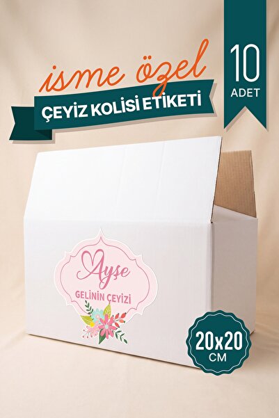 kartonya Kişiye Özel İsimli Çeyiz Kolisi Etiketi – 20x20 cm