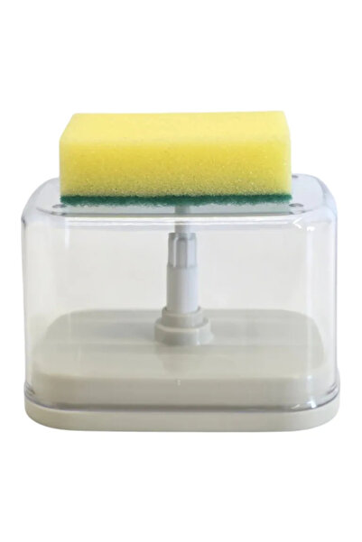 Virello Dozator de săpun de vase din plastic cu burete 10.5x14.5x10 cm, Recip...