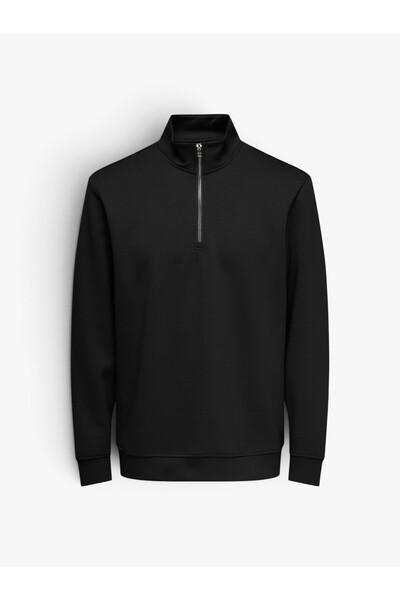 Only & Sons Onsluca Life Reg Ls Halfzip Sweat Men's Black Sweatshirt - 22037612