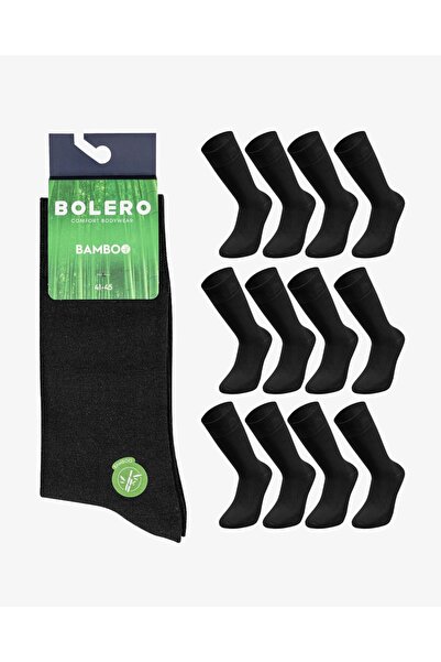 Bolero Erkek Dikişsiz 12'li Bambu Çorap Siyah