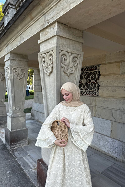 fayaboutique.com Faya Girls x Krem Nakışlı Brode Klena Elbise