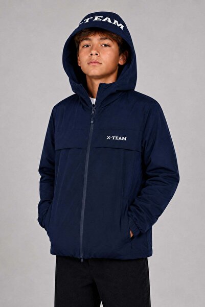ASYAKİDS CLUB Boys' Nova Fabric Quilted Lined Hooded Waterproof Raincoat