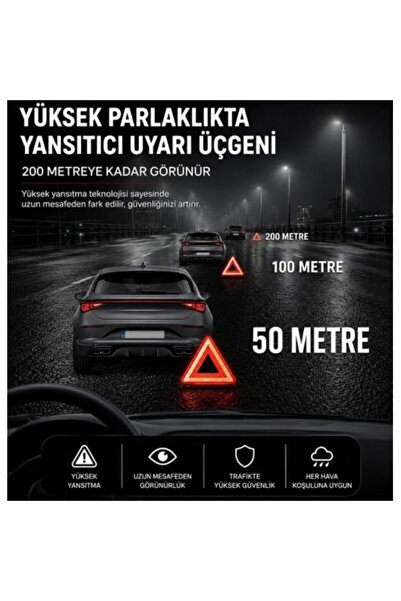 Modifiyum Üçgen Reflektör Metal Ayaklı Katlanabilir Kutulu Uyarı İkaz Reflektörü 1 Adet