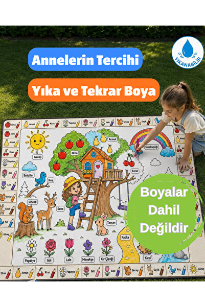 Nizal Home Eğitici Yıkanabilir Tekrar Boyanabilir Çocuk Odası Oyun Matı Boyam...