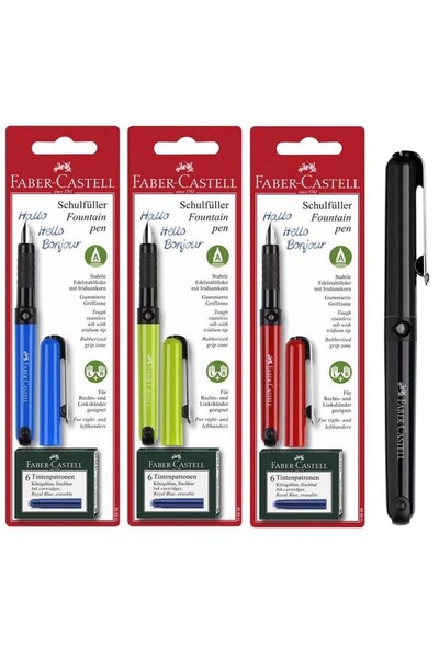 Faber Castell Stilou scolar Varii+6 cartușe Faber-Castell