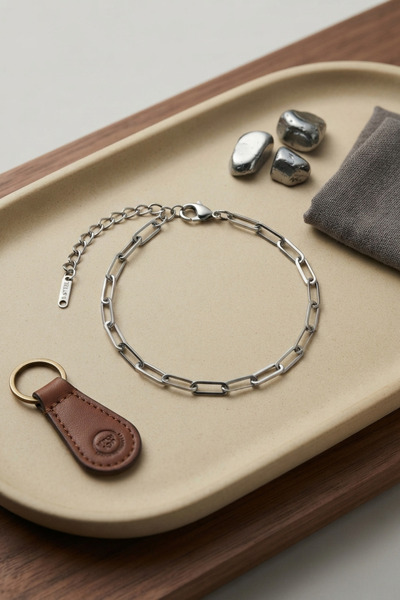 Clariss 316L Steel Silver Color Paperclip Chain Model Men's Bracelet