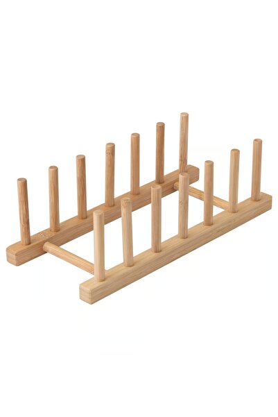 wei Suport pentru vase/capace, 6 compartimente, bambus, 31x10 cm