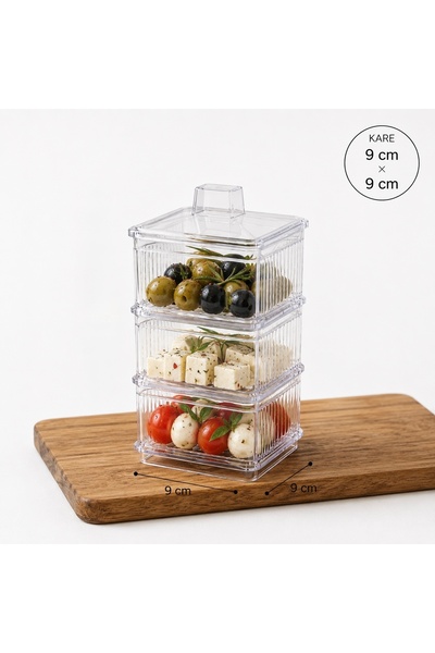 Cazoria Acrylic 3-Tier Square Storage Container Set, Sugar and Breakfast Orga...