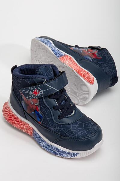SPIDERMAN Erkek Çocuk Mavi / Siyah Işıklı Spor Ayakkabı Hafif Sneaker
