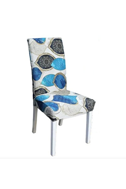 HASSAN Set de 6 huse de scaun, model albastru
