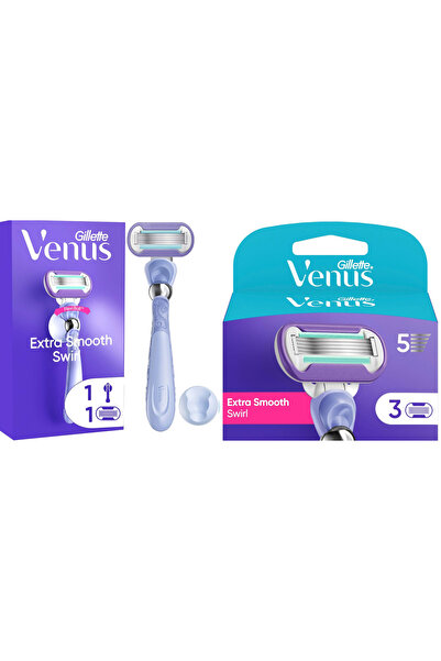 Gillette Venus Extra Smooth Swirl Tıraş Makinesi + Yedek Başlık 4 adet
