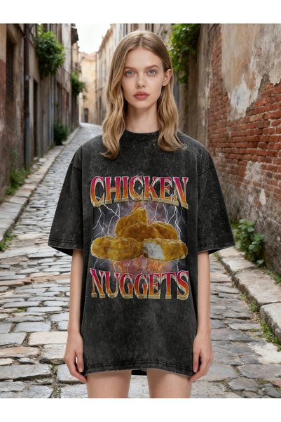 MSEF تي شيرت كاجوال من Chicken Nugget Meme للجنسين بتصميم هيب هوب قوطي، مصنوع...