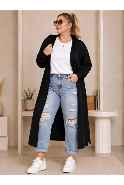 CNG MODA Cardigan elegant cu curea lungă, cu tăietură Sandy, mărime mare