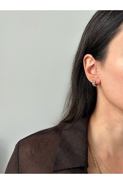 ringbox Gold Baguette Stone Tiny Hoop Earrings