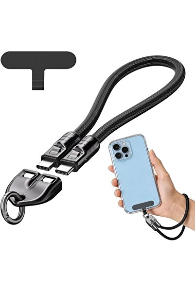 Mmctech Bilekli Askılı Telefon Kablosu 30cm 5A PD240W Hızlı Şarj Veri Kablosu TYPE-C
