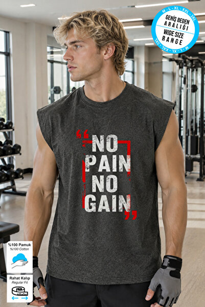 BESSA Smoked No Pain Printed Sports Athlete T-Shirt Crew Neck Cotton Single J...