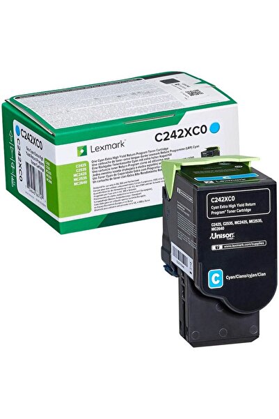 Lexmark Висококапацитетен тонер C242XC0, 3500 страници, Циан
