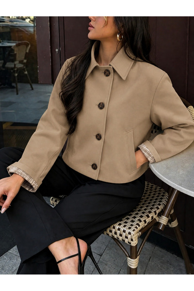 RosePearl Kadın Oversize Mevsimlik Kısa Ceket Trençkot