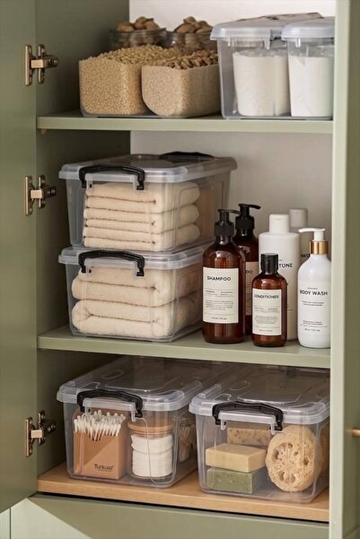 Bayev Fit 4 Pieces 5 Lt Storage Box with Lid, Food Cabinet Drawer Organizer S...