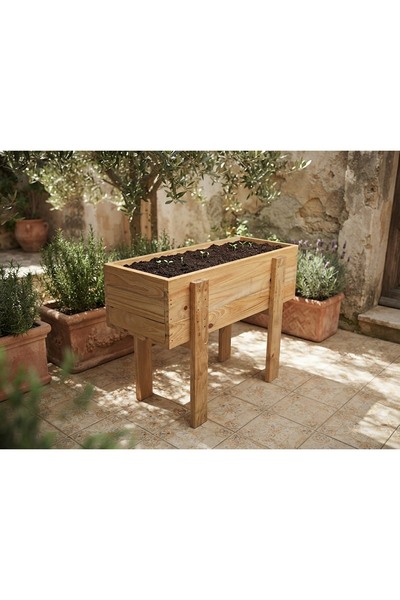 Sorktse Durullar ticaretten Ahşap Yükseltilmiş Sebze ve Çiçek Yetiştirme Saksısı – Kızıl Rus Çamı – 75x25x70 cm – Balkon, Teras ve Bahçe İçin Ahşap Bitki Yatağı