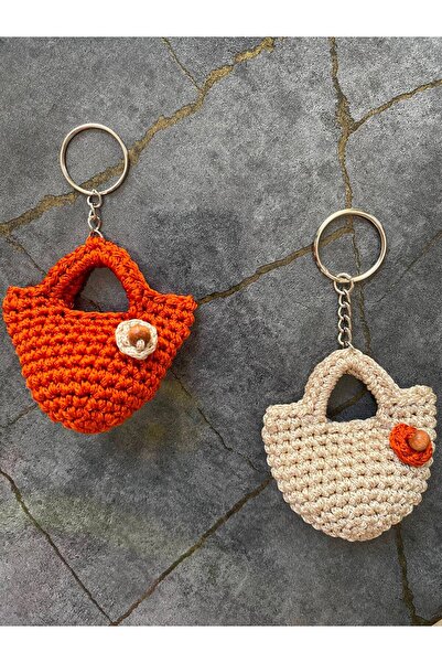 MarkaTurko Bag-Shaped Hand-Knitted 2-Piece Keychain & Bag Ornament