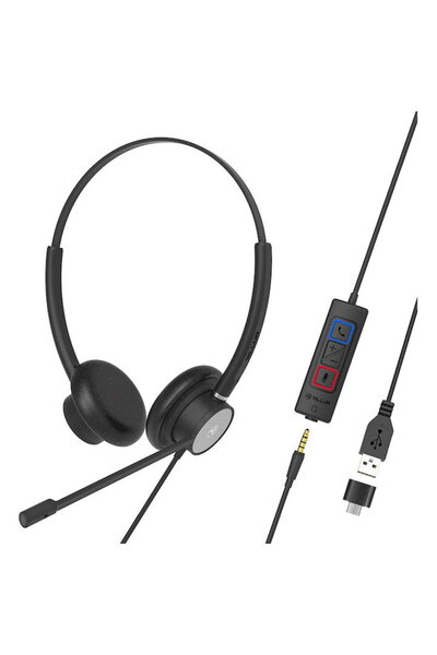 TELLUR Casti Voice 420, Binaural, USB Jack 3.5mm, Adaptor Type-C, Negru
