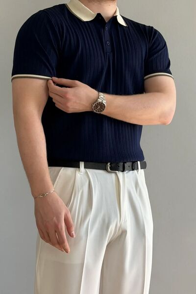 aura7 collection Eg Luxury Contrast Collar Premium Knitwear T-Shirt