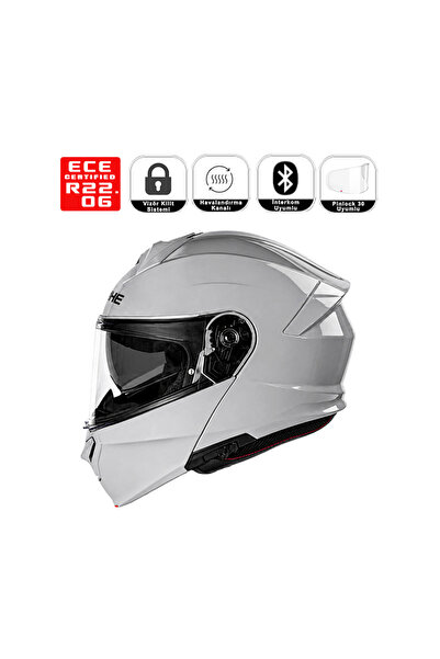 Yohe 935SV Motorsiklet Kaskı Shiny Light Grey