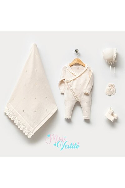 MiniVestito Double-Breasted, Side-Tied, 100% Organic Cotton Knitwear Set of 5