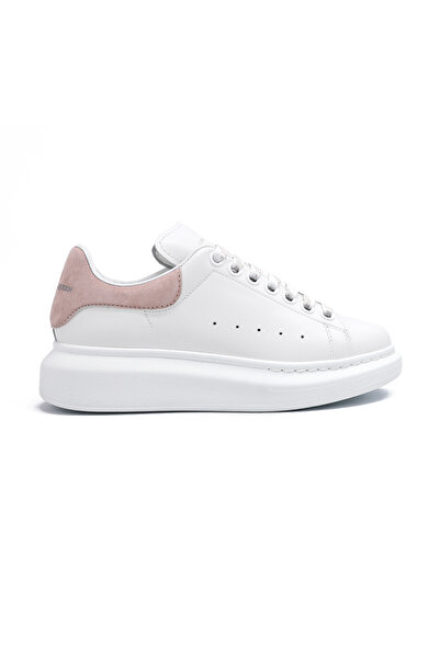 ALEXANDER MCQUEEN Kadın Kalın Tabanlı Deri Sneakers - Beyaz/Pudra