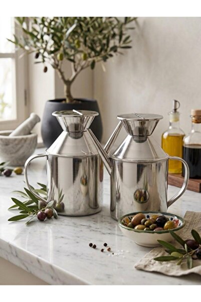 Kitchen Life Σετ 2 τεμαχίων από ανοξείδωτο ατσάλι 1 λίτρου, καράφα για λάδι, ...
