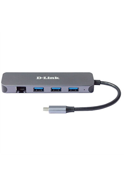 D-Link Hub USB 5-IN-1 DUB-2334, USB Type C, cablu 10 cm, metalic, Gri