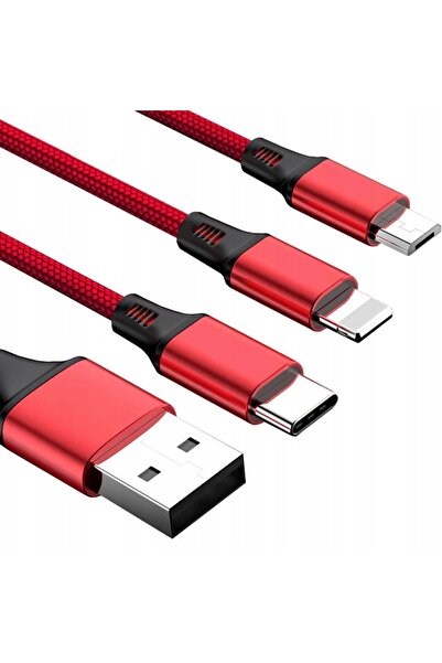 Koanni Cablu 3-în-1 pentru iPhone / Micro USB / Type-C kb13_RED