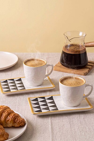 Rivaİstanbul Keraart Trigon Natural Stone Coffee Presentation Set for 2 Peopl...