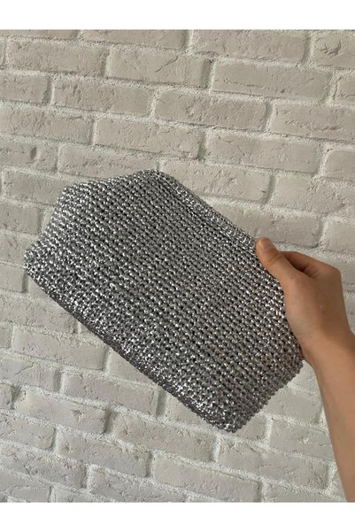 Generic Brand Baggyloop Knitted Shoulder & Hand Bag in Silver Color – Sparkling Stylish Design
