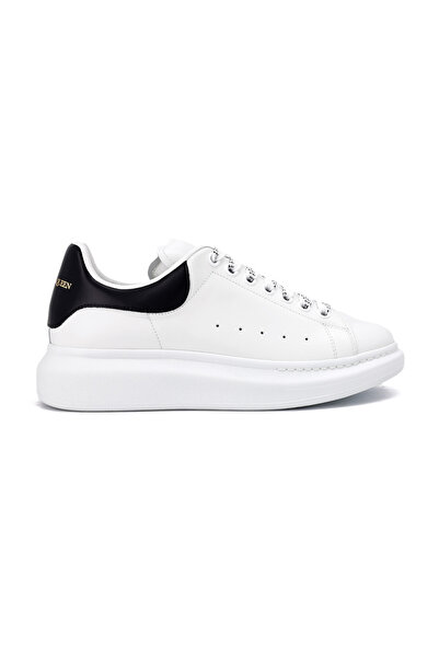 ALEXANDER MCQUEEN Erkek S.Rubber Kalın Tabanlı Deri Sneakers - Beyaz/Siyah