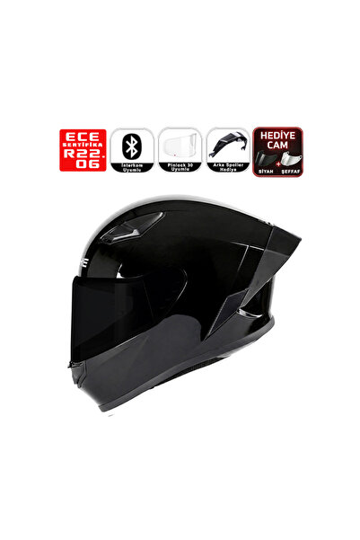 Yohe 988 Motorsiklet Kaskı Shiny Black